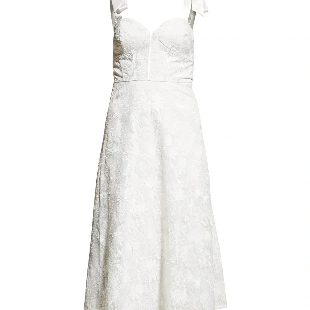 AIDAN MATTOX Embroidered Corset Cocktail
Midi Dress In Ivory - Picture 6 of 6